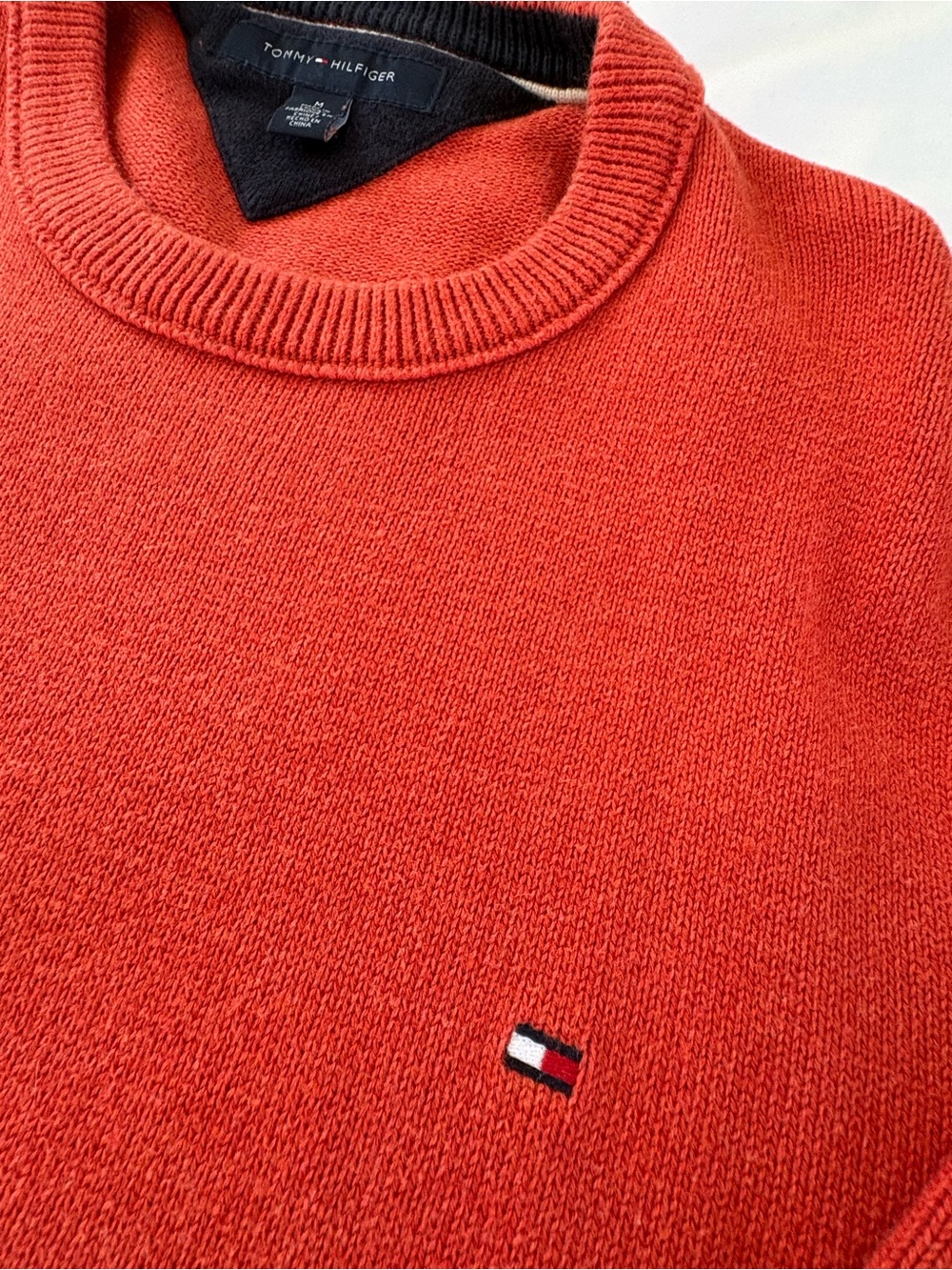 Tommy Hilfiger Men’s Orange Crewneck Sweater size M